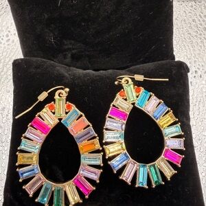 Colorful Gemstone Hoop Earrings